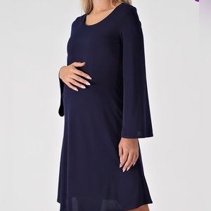 BELLA FLORE BELL SLEEVE MATERNITY DRESS: NAVY: NEW WITHOUT TAGS: SIZE L